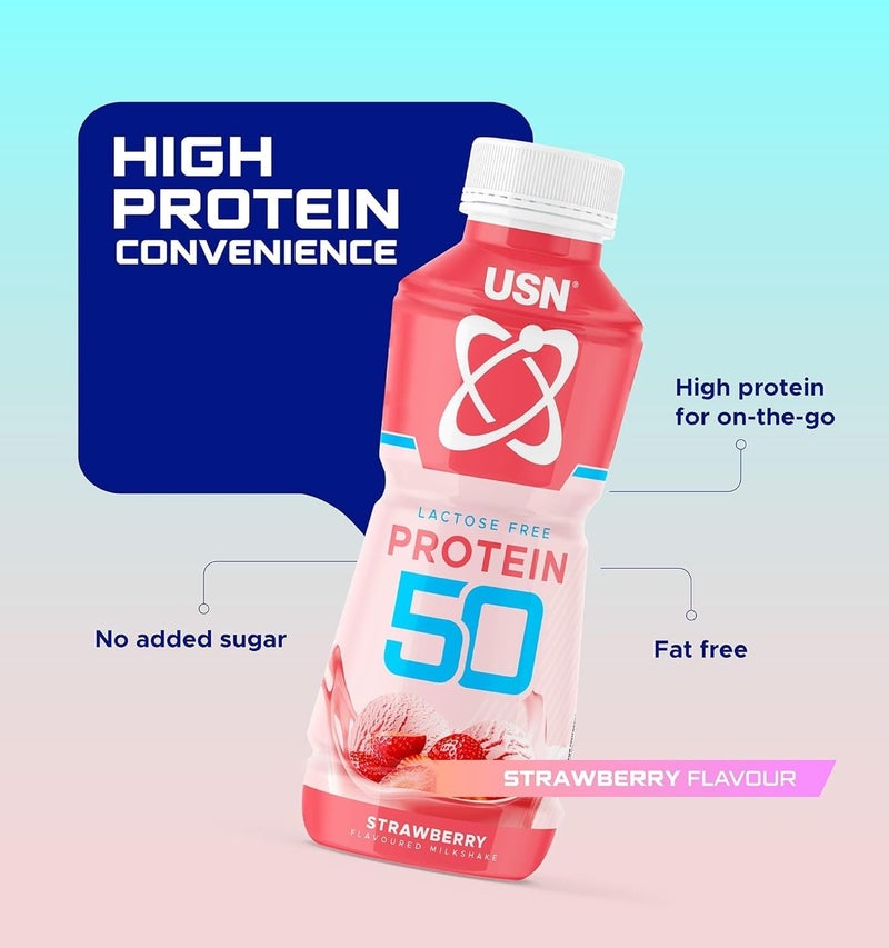 يو إس إن يو اس ان ترست 50 ميلك شيك بروتين بنكهة الفراولة، 500 مل - Image 4